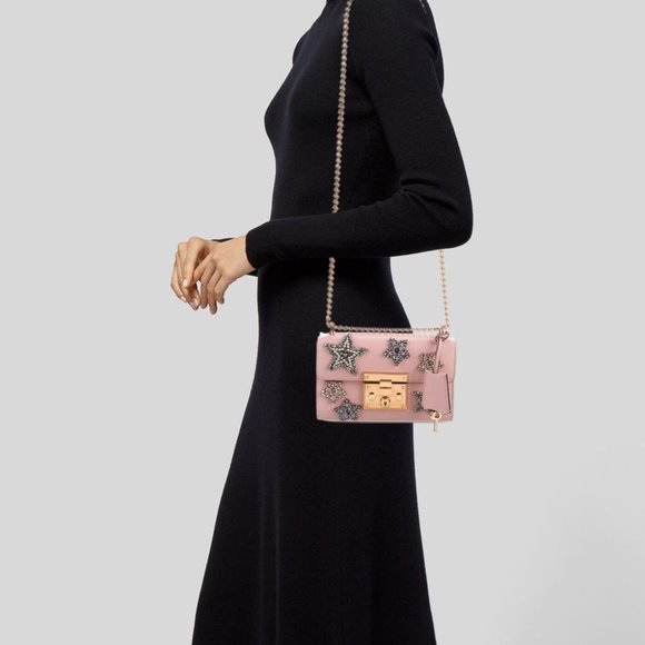 Gucci Crystal Star Small Padlock Shoulder Bag Pink New with Dust Bag - Picture 11 of 11